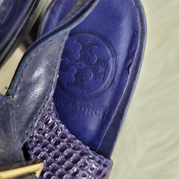 Tory Burch Purple Chunky Embossed Deidre Heels - Picture 10 of 14